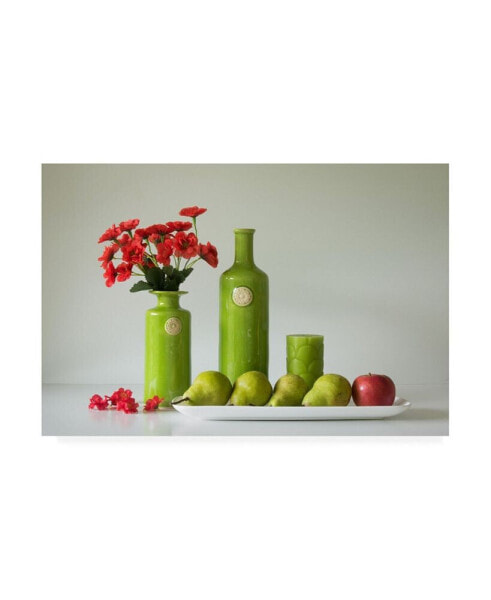 Jacqueline Hammer Red and Green with Apple and Pears Canvas Art - 20" x 25"