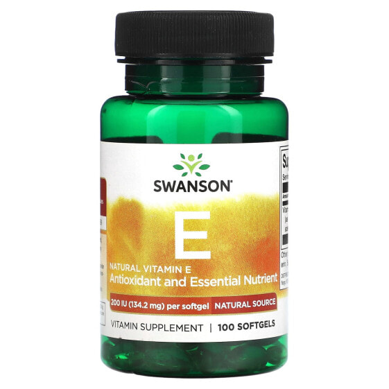 Витамин E натуральный, Swanson, 134,2 мг, 100 капсул.