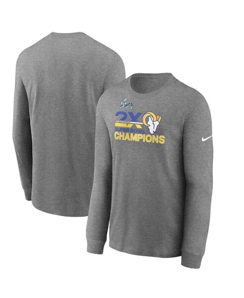 Men's Heather Charcoal Los Angeles Rams 2-Time Super Bowl Champions Long Sleeve T-shirt