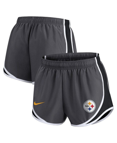 Women's Charcoal Pittsburgh Steelers Logo Performance Tempo Shorts