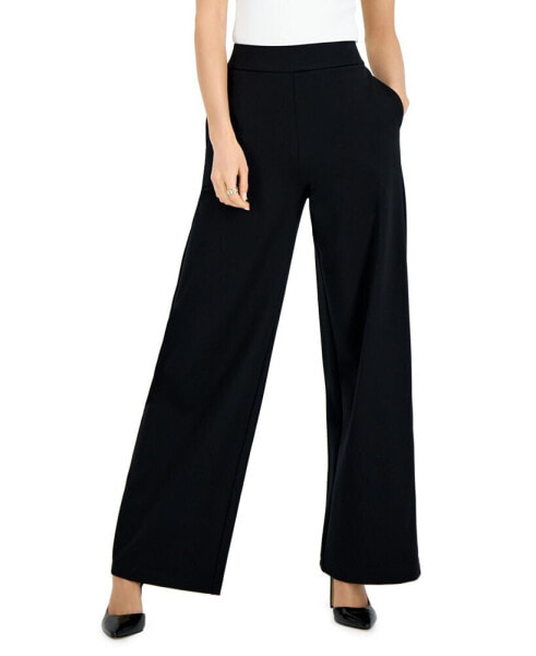 INC Petite High-Rise Wide-Leg Ponte Pants, Created for Macy's