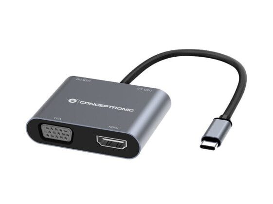 Conceptronic DONN16G - Wired - USB 3.2 Gen 1 (3.1 Gen 1) Type-C - 100 W - Grey - 5 Gbit/s - 4K Ultra HD