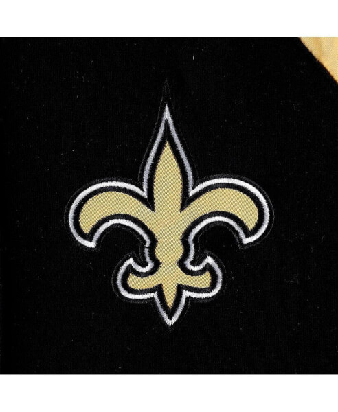 Men's Black New Orleans Saints Defender Raglan Full-Zip Hoodie Varsity Jacket