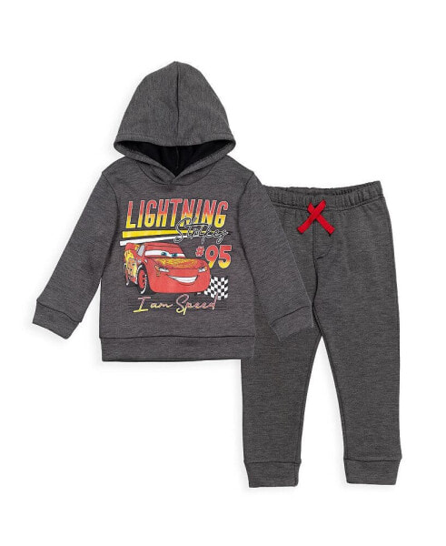 Boys Pixar Cars Lightning McQueen Fleece Pullover Hoodie and Pants Outfit Set to