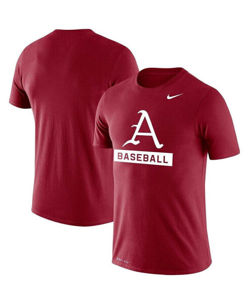 Men's Heathered Cardinal Arkansas Razorbacks Baseball Logo Stack Legend Performance T-shirt