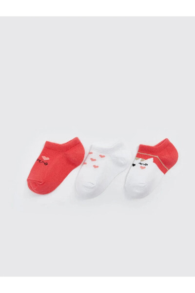LCW ECO Baskılı Kız Bebek Patik Çorap 3'lü