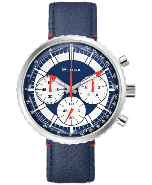 Men's Archive Series Chronograph C Blue Leather Strap Watch 46mm