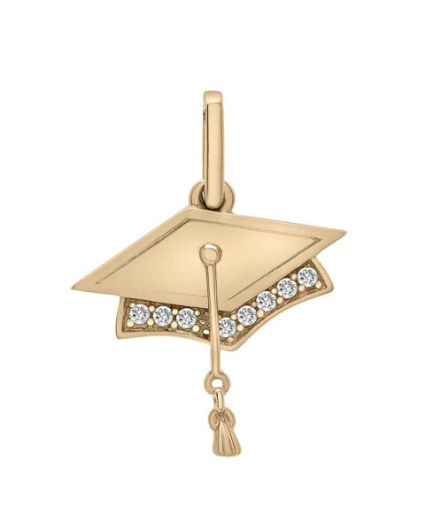 Wrapped diamond Graduation Cap Charm Pendant (1/20 ct. t.w.) in 10k Gold, Created for Macy's
