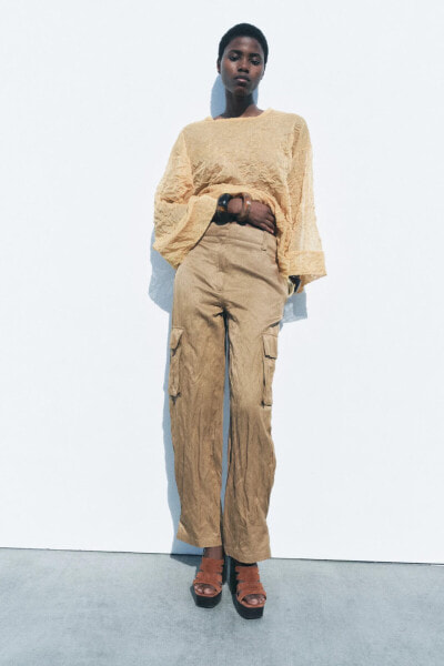 ZW COLLECTION WRINKLED CARGO TROUSERS