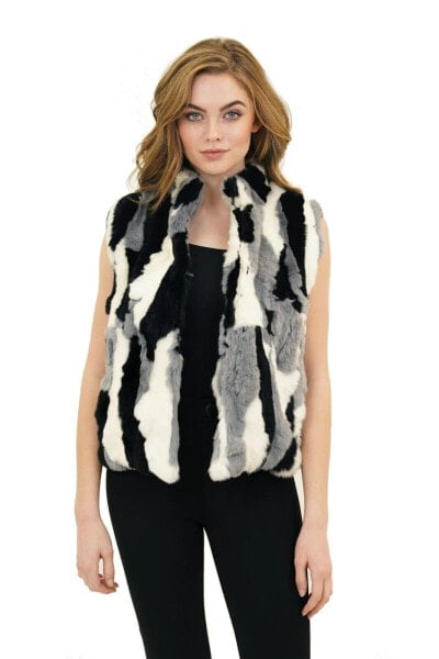 Love Token Ellison Genuine Real Rabbit Fur Collared Vest - LT12-46 MSRP $299.98