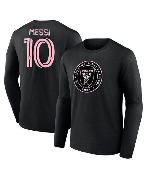 Men's Lionel Messi Inter Miami CF Authentic Stack Name Number Long Sleeve T-Shirt