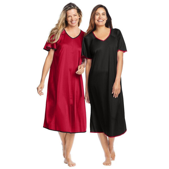 Plus Size 2-Pack Short Silky Gown