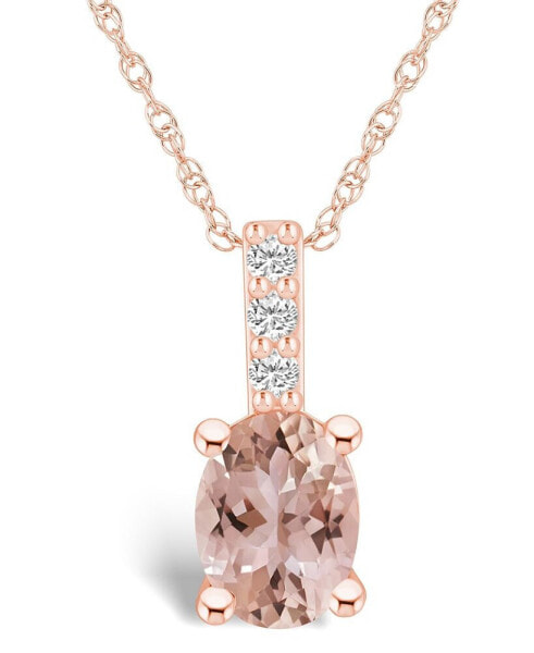 Morganite (1-1/7 Ct. T.W.) and Diamond Accent Pendant Necklace in 14K Rose Gold