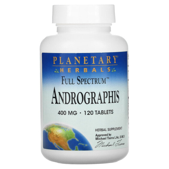 Аюрведический препарат Planetary Herbals Full Spectrum Андрографис, 400 мг, 120 таблеток