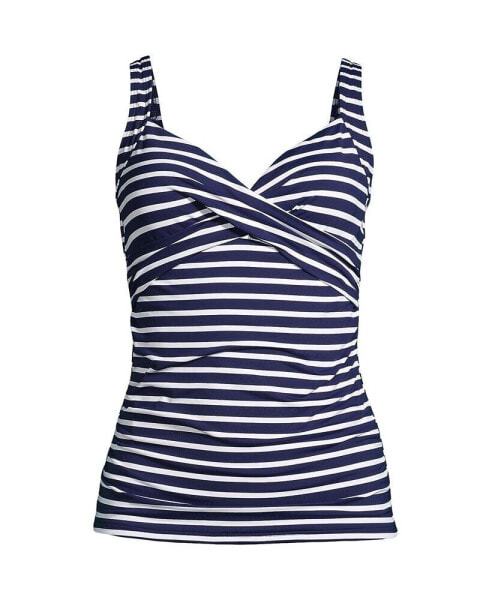 Women's Long Chlorine Resistant Wrap Underwire Tankini Swimsuit Top