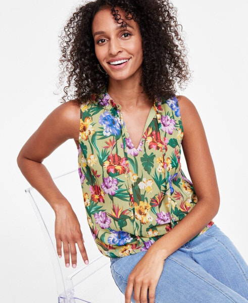 Women's Floral-Print Ruffled Top, Created for Macy's