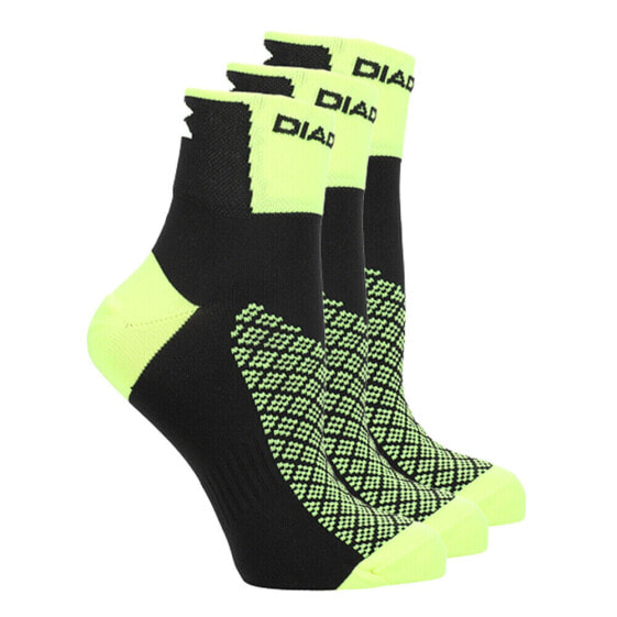 Diadora Pre Race 3Pack Quarter Running Socks Mens Black, Yellow Casual 171174-97