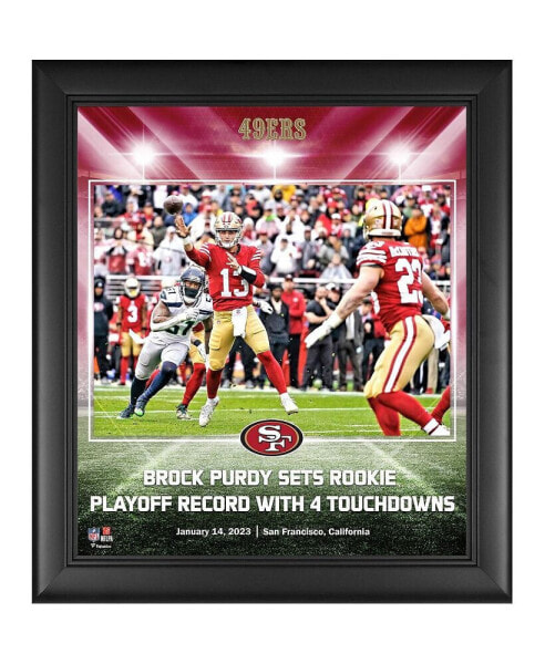 Brock Purdy San Francisco 49ers Framed 15" x 17" Playoff Touchdown Record Collage