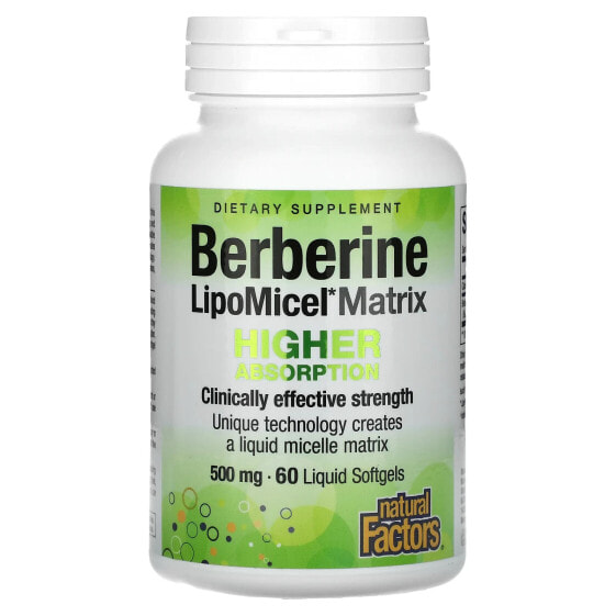 Травяные жидкостные гелекапсулы Natural Factors Berberine LipoMicel Matrix, 500 мг, 60 шт.