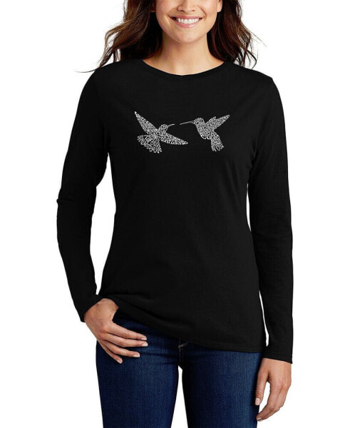 Women's Hummingbirds Word Art Long Sleeve T-shirt