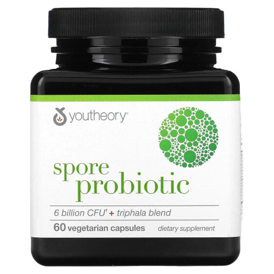 Пробиотик Youtheory Spore, 6 Миллиардов КОЕ, 60 вегетарианских капсул