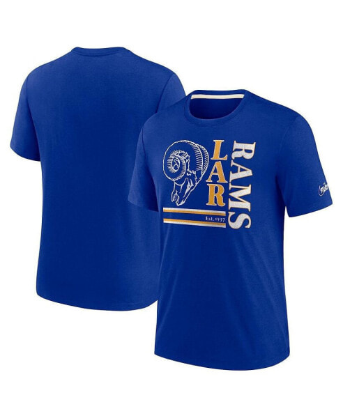 Men's Royal Los Angeles Rams Wordmark Logo Tri-Blend T-shirt