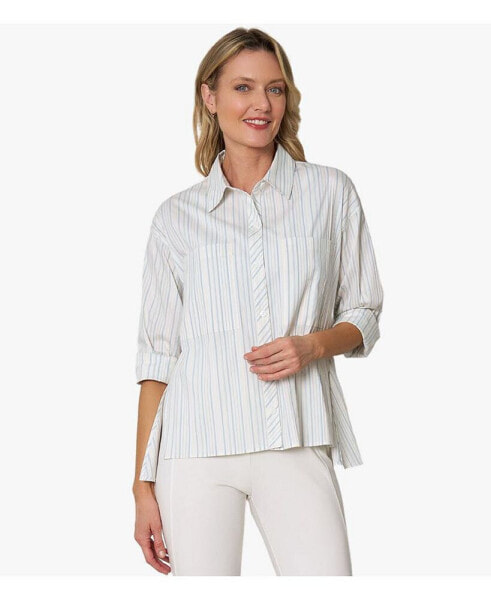 Women's Oversized Yarn Dye Stripe Wear Anywhere Shirt