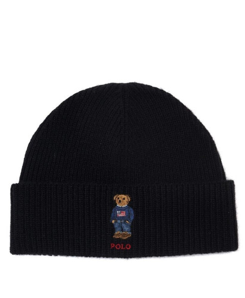 Men's Solid Flag Bear Beanie