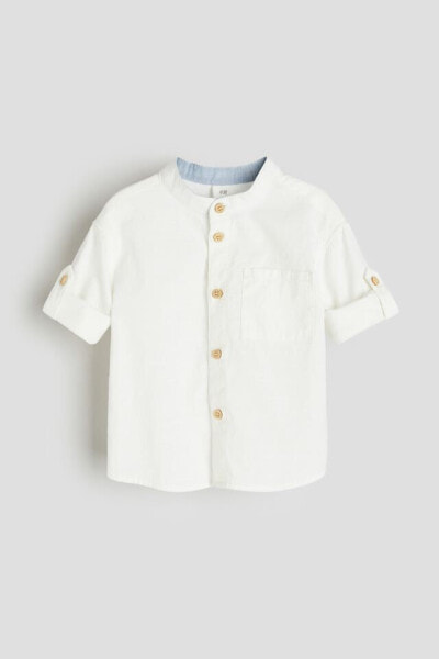 Band-collar Cotton Shirt