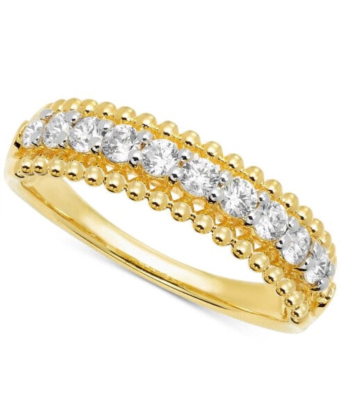 Кольцо Macy's Diamond Beaded Edge Band in 14k Gold