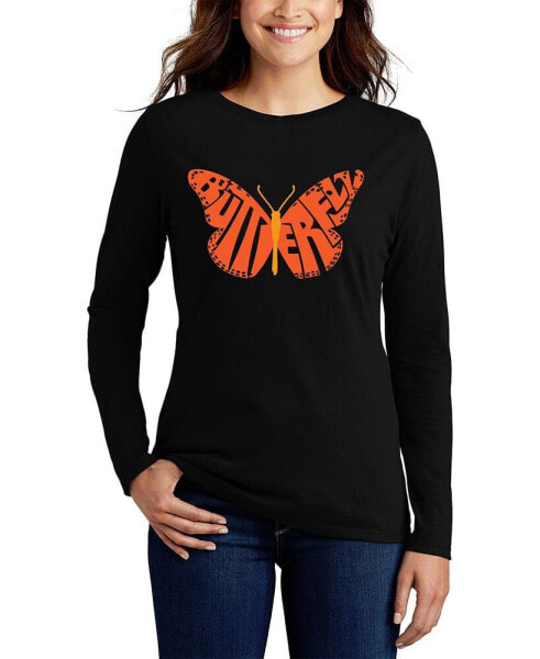 Women's Word Art Butterfly Long Sleeve T-Shirt
