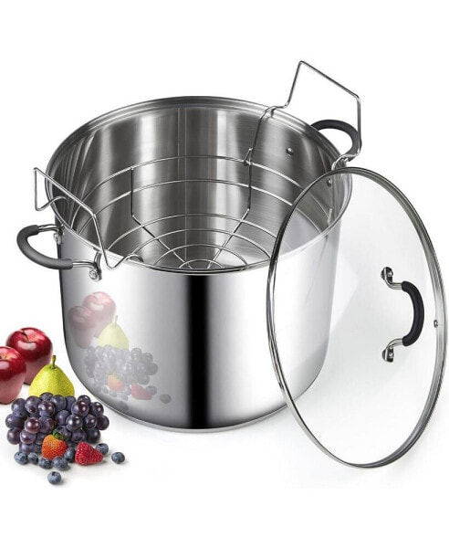 Professional Stainless Steel Water Bath Canner with Lid & Jar Rack,20 Quart