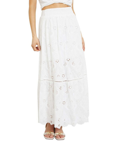 Women's Frida Pointelle Embroidered Pull-On Maxi Skirt