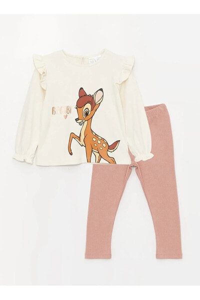 Пижама LC WAIKIKI Bambi Print Baby Girl Leggings Set.