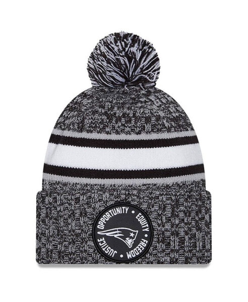 Men's Heather Black New England Patriots 2023 Inspire Change Cuffed Knit Hat with Pom