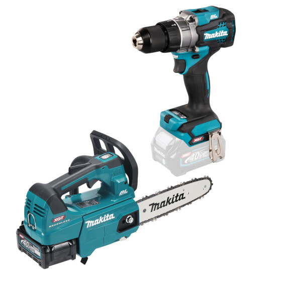 Makita XGT 40V Akku-Paket Top-Handle-Kettensäge + Akku-Bohrschrauber