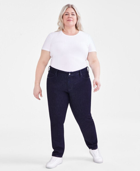 Plus Size Mid-Rise Slim-Leg Stretch Jeans