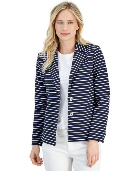 Women's Sail Striped Double-Button Knit Blazer