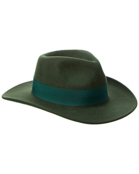 Who Ced Ribbon Band Wool Felt Fedora Men's Green L