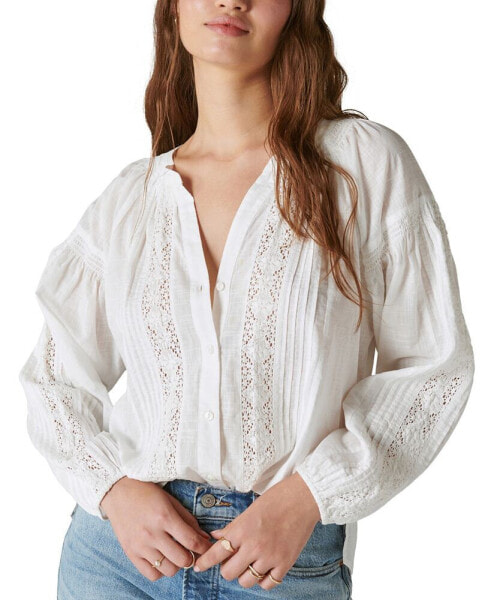 Women's Lace-Trimmed V-neck Top