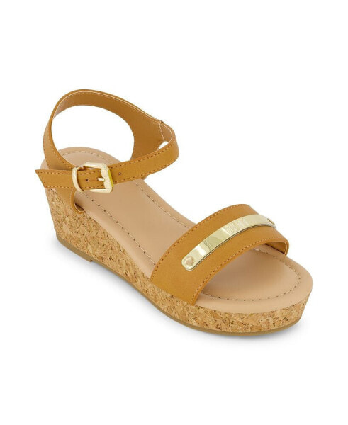 Little and Big Girls Amber Metal Strap Wedge Sandals