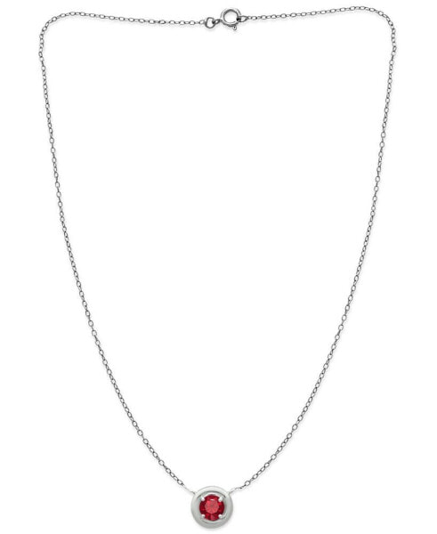 Red Cubic Zirconia Framed 16" Pendant Necklace, Created for Macy's