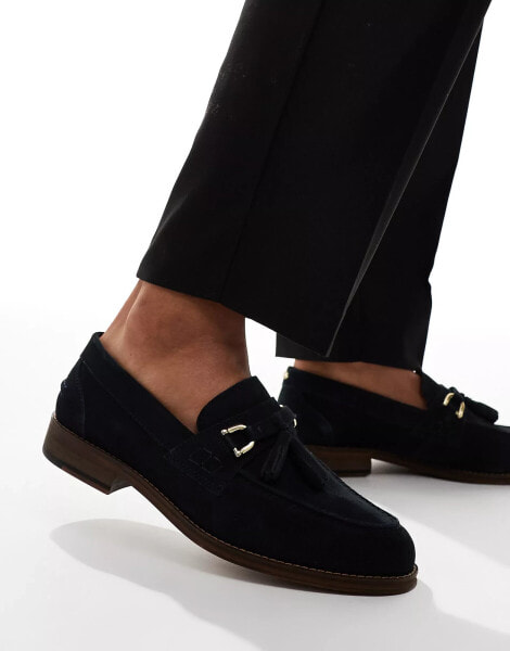 ASOS DESIGN loafers in navy suede with tassel