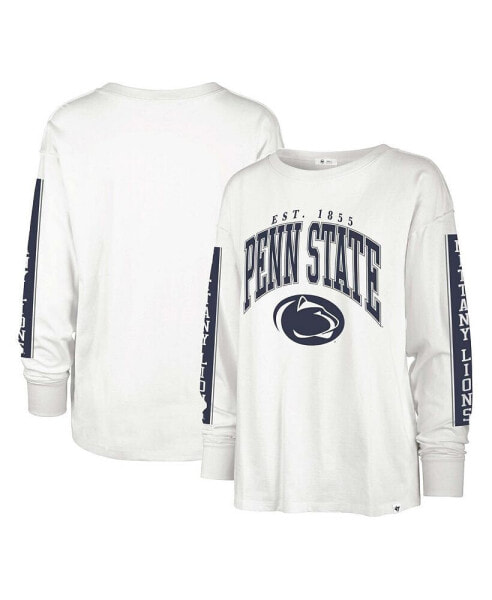 Women's White Distressed Penn State Nittany Lions Statement SOA 3-Hit Long Sleeve T-shirt