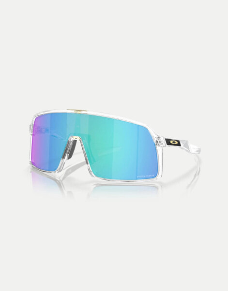 Oakley sutro shield sunglasses in transparent with blue mirrored lens in clear