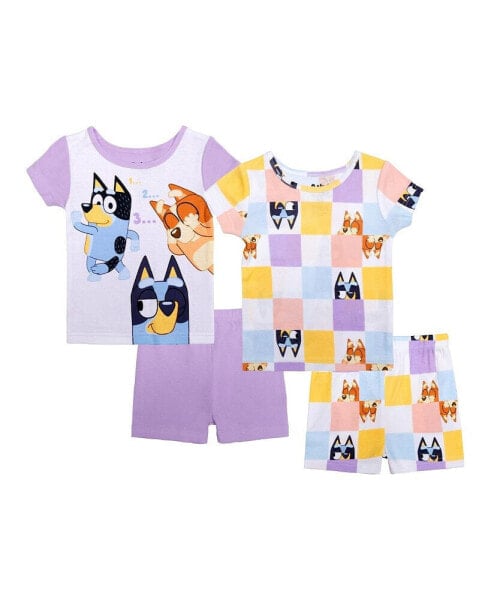 Toddler Girls Short Sets Pajamas, 4-Piece
