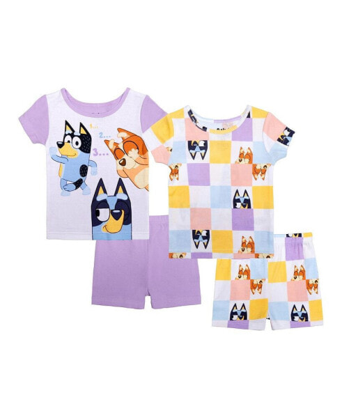 Toddler Girls Short Sets Pajamas, 4-Piece
