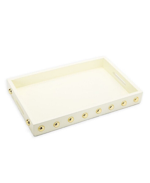 Decorative Serving Tray with Shiny Ball Design, 16" x 10"