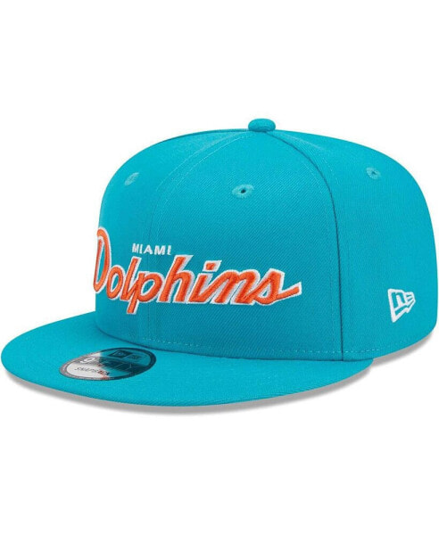 Men's Aqua Miami Dolphins Main Script 9FIFTY Snapback Hat