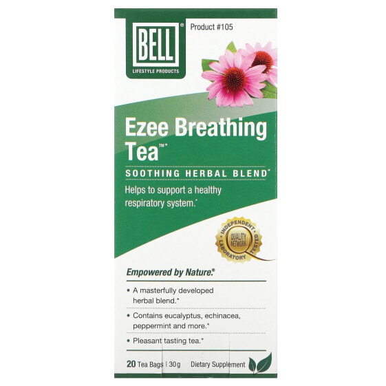 Bell Lifestyle, Ezee Breathing Tea, успокаивающая травяная смесь, 20 чайных пакетиков по 1,5 г
